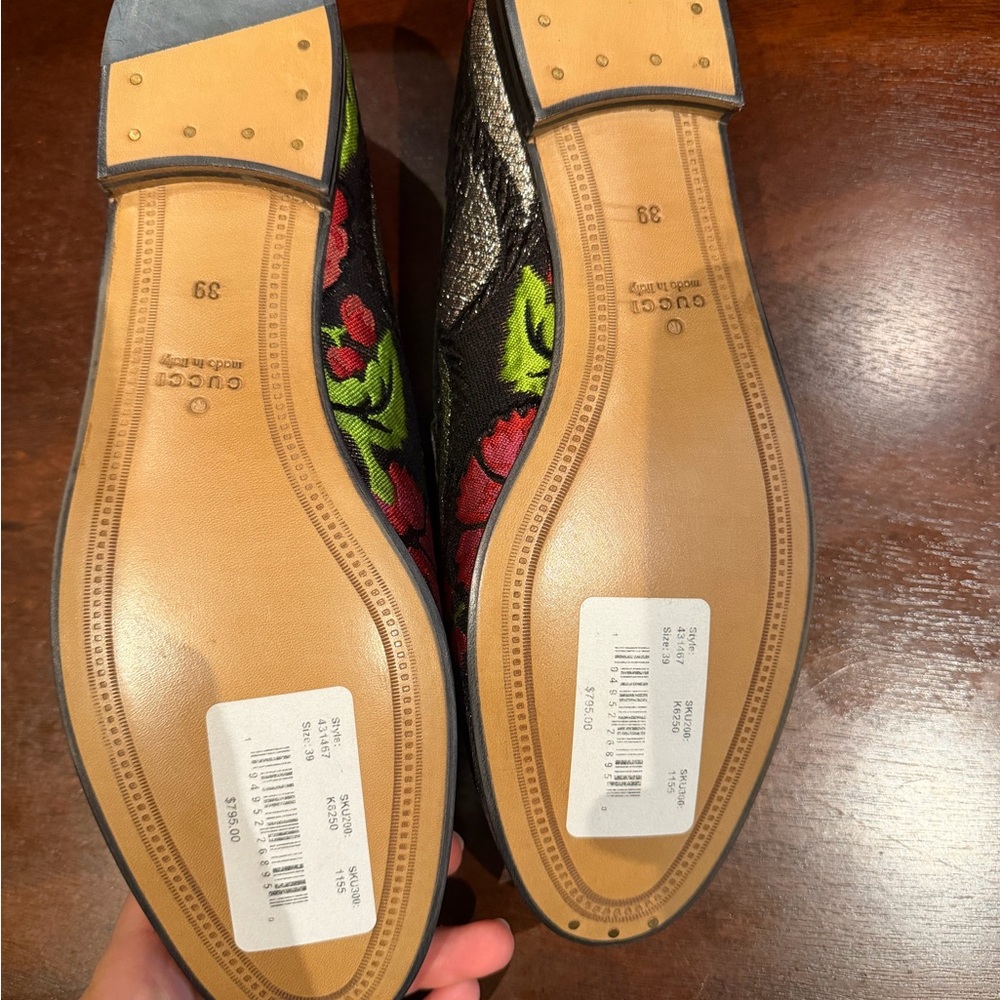Gucci Jordaan Floral Horsebit Black Loafers - Picture 6 of 9